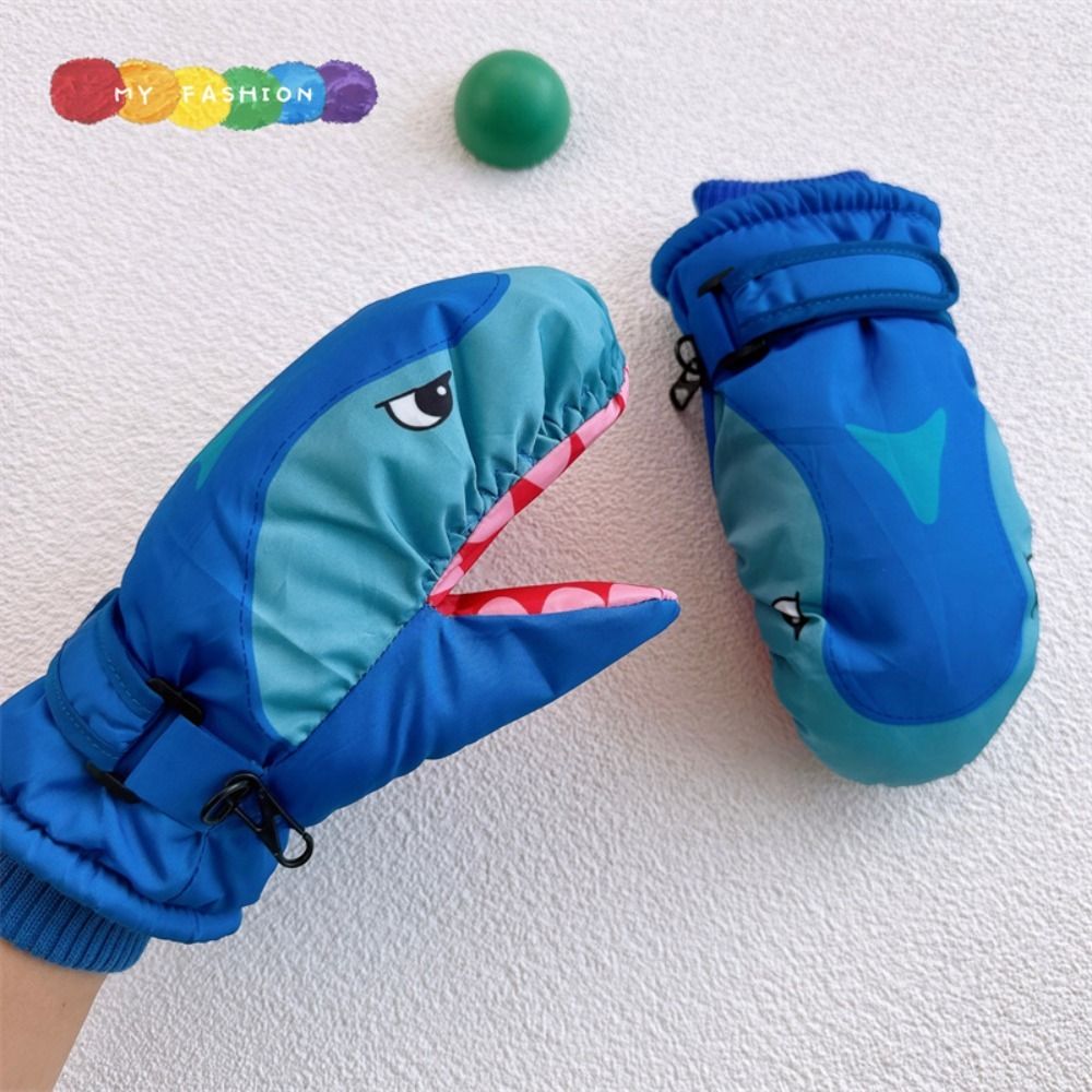 Outdoor Sport Gloves - Dziecięce rękawice narciarskie z motywem rekina,